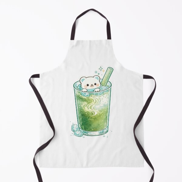 Item preview, Kawaii Matcha Polar Bear - Cute Iced Green Tea Latte Sticker Art designed and sold by BrewmarkStudio.