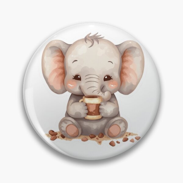Item preview, Cute Baby Elephant with Cozy Coffee - Watercolor Style Sticker designed and sold by DigitfanStudio.