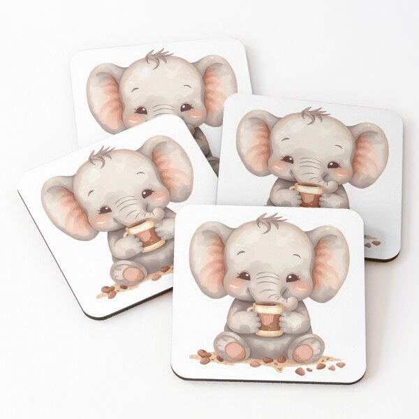 Item preview, Cute Baby Elephant with Cozy Coffee - Watercolor Style Sticker designed and sold by DigitfanStudio.