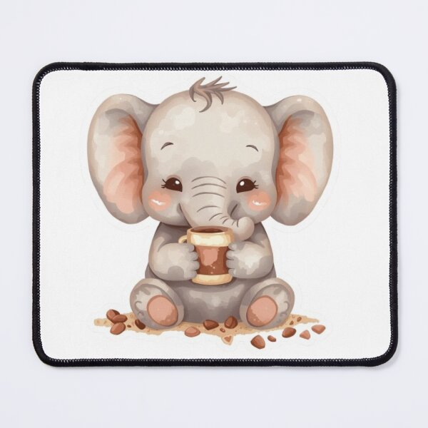 Item preview, Cute Baby Elephant with Cozy Coffee - Watercolor Style Sticker designed and sold by DigitfanStudio.