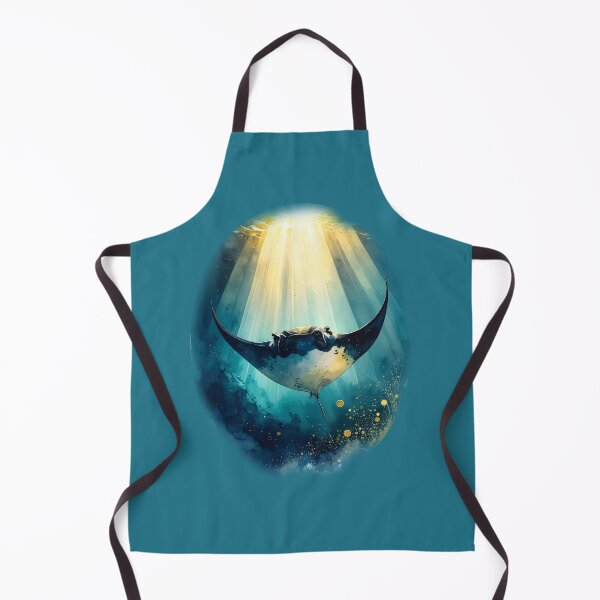 Item preview, Majestic watercolor manta ray ocean sunlight dramatic marine art print designed and sold by icemanphotos.