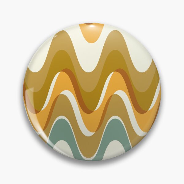 Item preview, Retro wave pattern - MCM mod geometric in teal blue, mustard yellow and earthy tones designed and sold by JMgraphic.