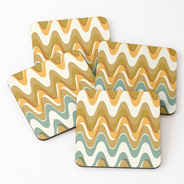 Item preview, Retro wave pattern - MCM mod geometric in teal blue, mustard yellow and earthy tones designed and sold by JMgraphic.
