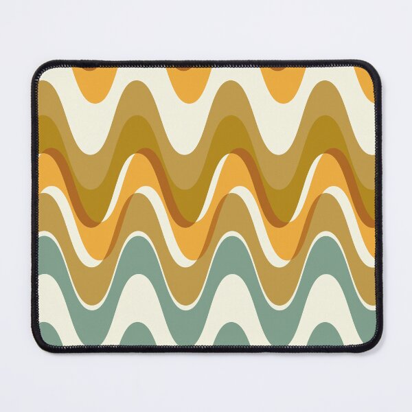 Item preview, Retro wave pattern - MCM mod geometric in teal blue, mustard yellow and earthy tones designed and sold by JMgraphic.