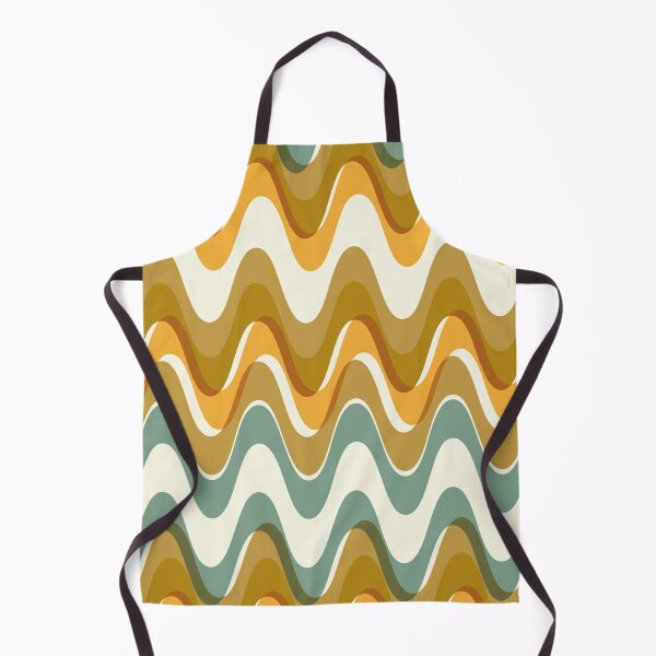 Item preview, Retro wave pattern - MCM mod geometric in teal blue, mustard yellow and earthy tones designed and sold by JMgraphic.