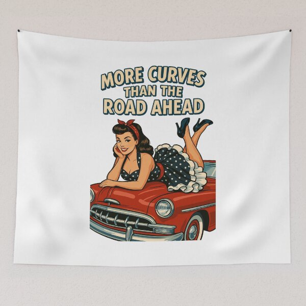 Item preview, Rockabilly Pin-Up: More Curves Than The Road Ahead designed and sold by Pineapple-Tree.
