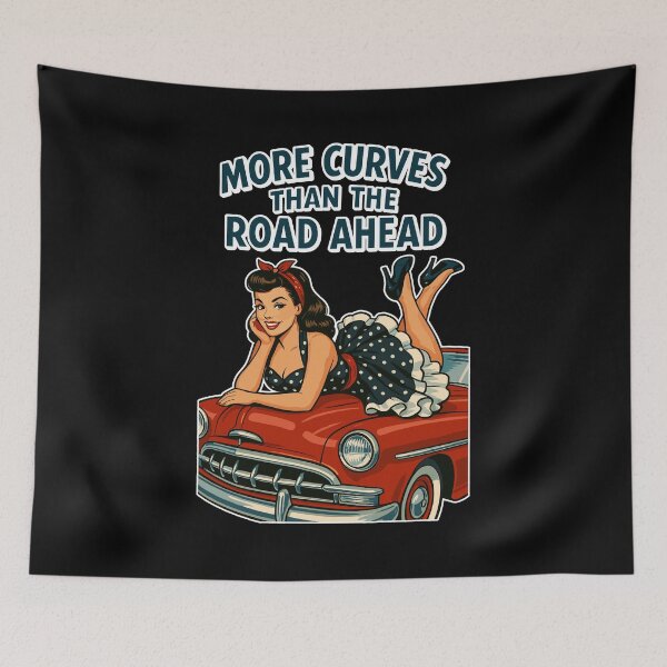 Item preview, Rockabilly Pin-Up: More Curves Than The Road Ahead designed and sold by Pineapple-Tree.