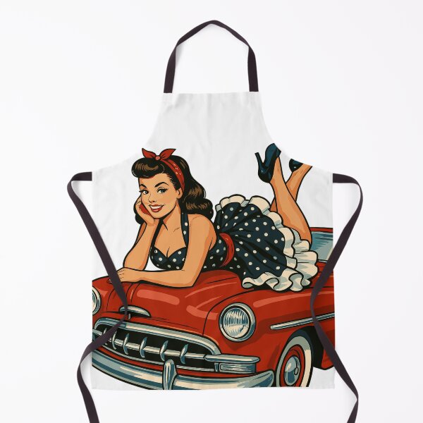 Item preview, Rockabilly pin-up on a vintage car in retro style designed and sold by Pineapple-Tree.
