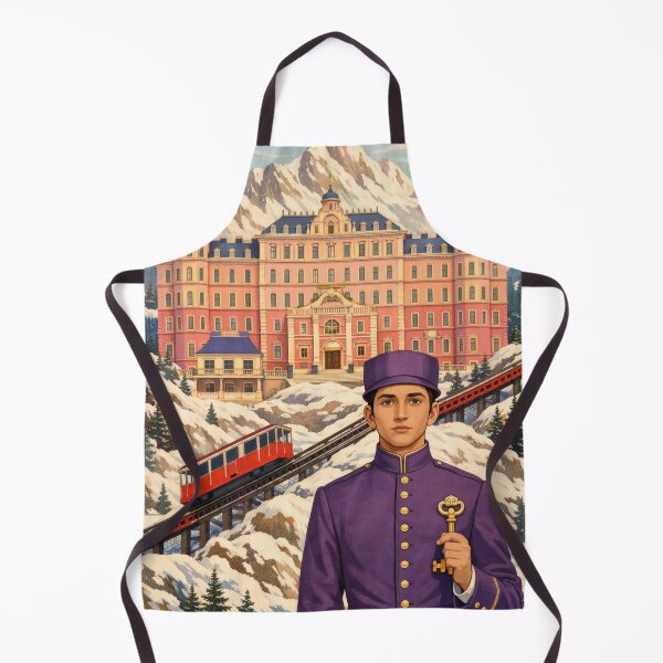 Item preview, Pink Hotel Bellboy Purple Uniform Snowy Mountain Poster designed and sold by Cine8.