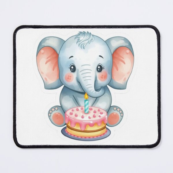 Item preview, Cute Little Baby Elephant with a Birthday Cake - Kawaii Style Sticker designed and sold by DigitfanStudio.