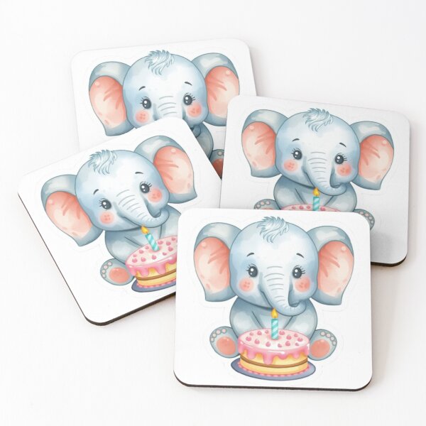 Item preview, Cute Little Baby Elephant with a Birthday Cake - Kawaii Style Sticker designed and sold by DigitfanStudio.