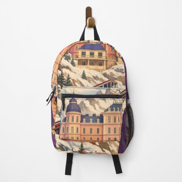 Item preview, Pink Hotel Bellboy Purple Uniform Snowy Mountain Poster designed and sold by Cine8.