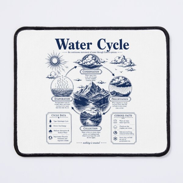 Item preview, Vintage Water Cycle Diagram Earth Science Infographic designed and sold by FreshVibe Prints.