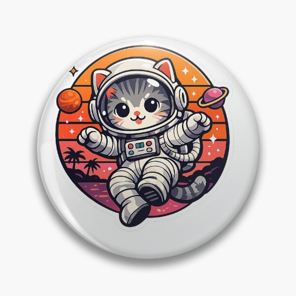 Item preview, Cute Astronaut Cat Retro Sunset Space Aesthetic Sticker designed and sold by salmonsryan.
