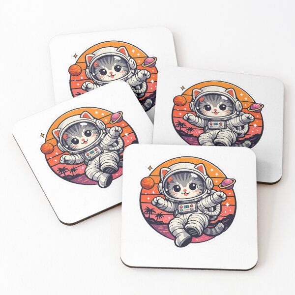 Item preview, Cute Astronaut Cat Retro Sunset Space Aesthetic Sticker designed and sold by salmonsryan.