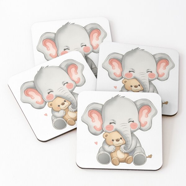 Item preview, Cute Baby Elephant Hugging Teddy - Pastel Art Sticker designed and sold by DigitfanStudio.