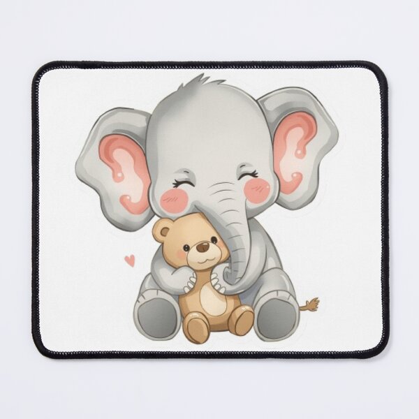 Item preview, Cute Baby Elephant Hugging Teddy - Pastel Art Sticker designed and sold by DigitfanStudio.