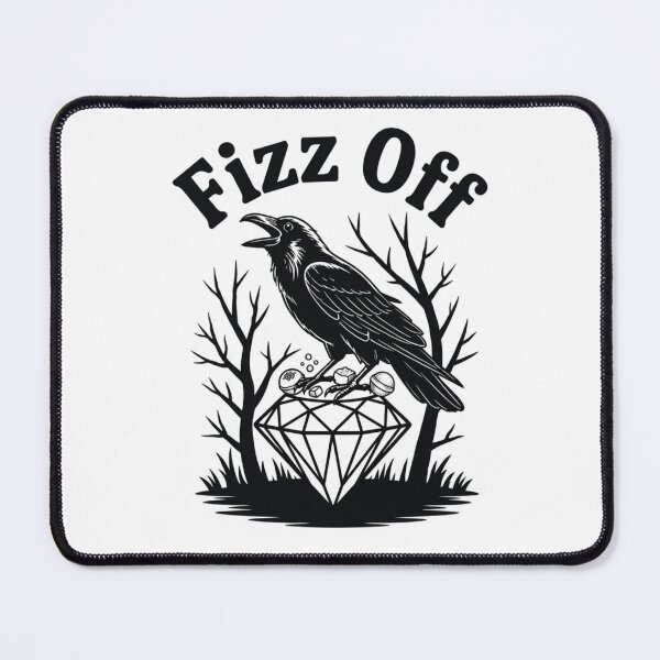 Item preview, Fizz Off – Crow on Diamond Black & White Fizz Bomb Design designed and sold by RahRahsCreation.
