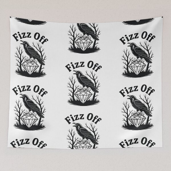 Item preview, Fizz Off – Crow on Diamond Black & White Fizz Bomb Design designed and sold by RahRahsCreation.