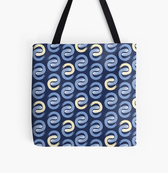 Shoreline C Blue & Lemon on Navy All Over Print Tote Bag