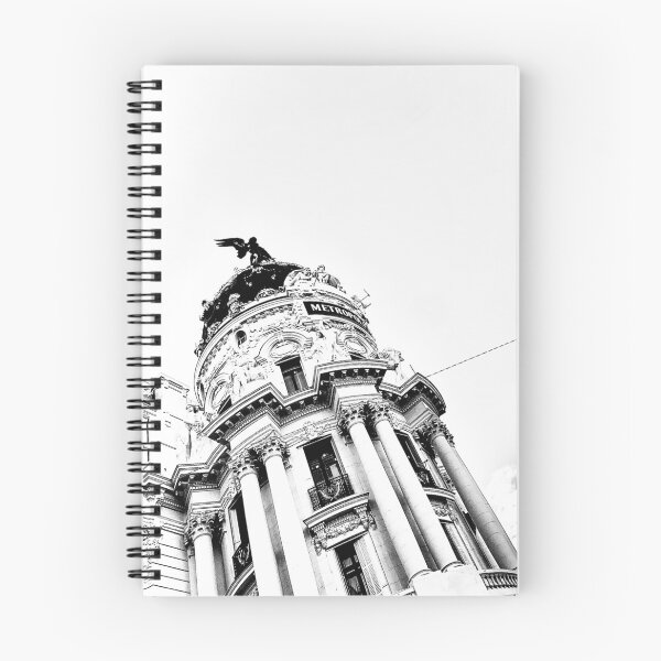 Item preview, Metropolis Building Madrid Black and White High Contrast Architecture Photo designed and sold by Feroz Pics.