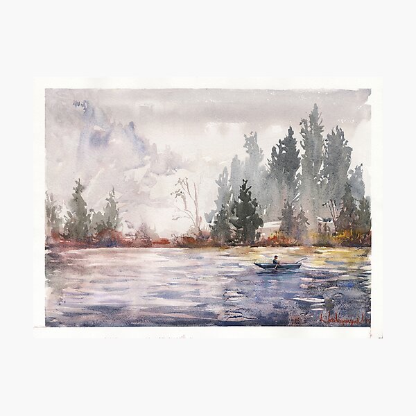 Fishing Watercolors Photographic Print