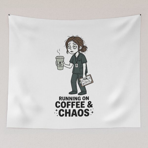 Item preview, Running on Coffee and Chaos Nurse Funny Shirt designed and sold by NurseMood.