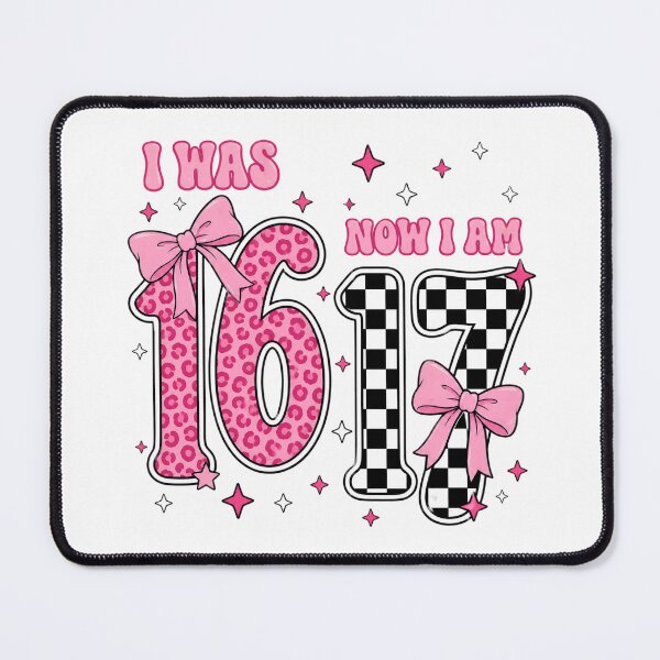 Item preview, I Was 16 Now I Am 17 | Sweet 16 to 17 Birthday Design | Cute Pink Leopard & Checkerboard Aesthetic | Teen Birthday Gift designed and sold by Bhaskar Digital Art.