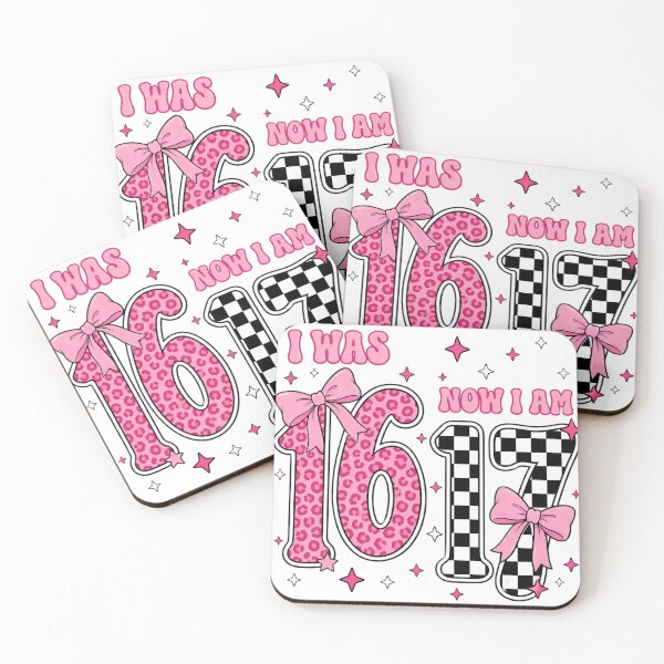 Item preview, I Was 16 Now I Am 17 | Sweet 16 to 17 Birthday Design | Cute Pink Leopard & Checkerboard Aesthetic | Teen Birthday Gift designed and sold by Bhaskar Digital Art.