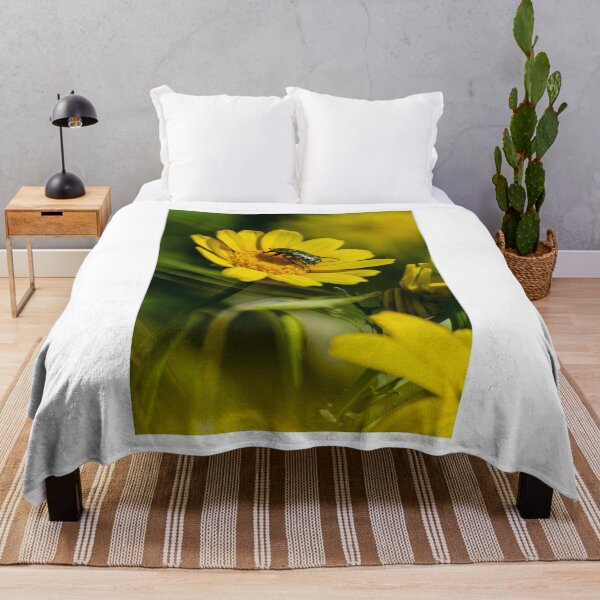 Item preview, Green Beetle on Yellow Daisy Flower Macro Photo Pollination Nature Close-Up Summer Garden designed and sold by Nmallia.