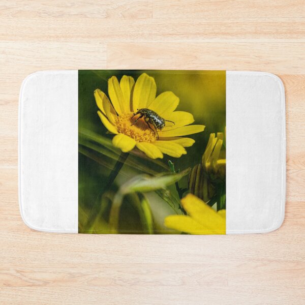 Item preview, Green Beetle on Yellow Daisy Flower Macro Photo Pollination Nature Close-Up Summer Garden designed and sold by Nmallia.