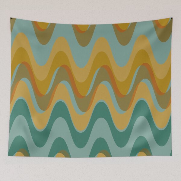 Item preview, Retro wave pattern - MCM mod geometric in  turquoise and earthy tones designed and sold by JMgraphic.