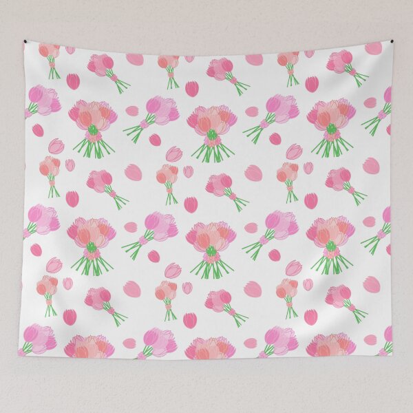Item preview, Tulips and Bow Bouquets pattern on white designed and sold by CreaTwinkles.