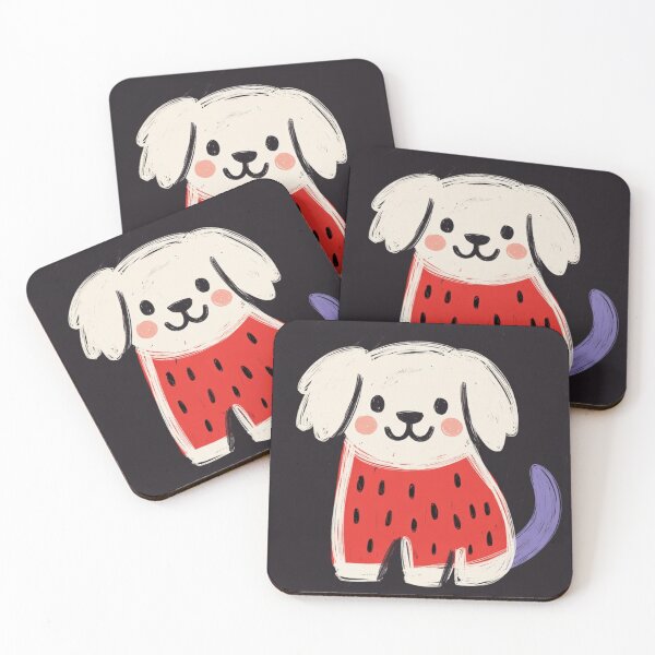 Item preview, Chunky Strawberry Scandinavian Naive Art Folk Dog designed and sold by ZunZunArt.