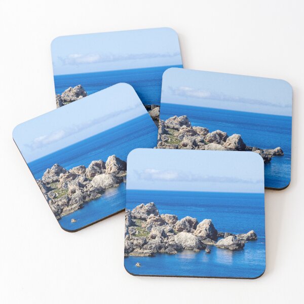 Item preview, Rocky Coastline Over Deep Blue Sea With Calm Waters And Sunny Coastal Rocks designed and sold by Nmallia.
