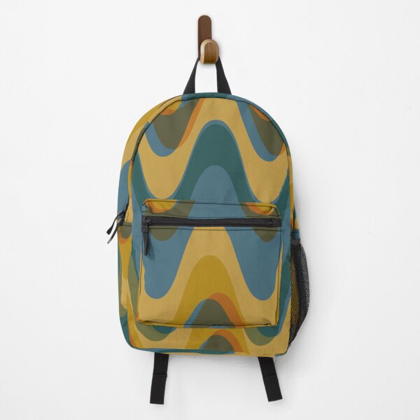 Item preview, Retro wave pattern - MCM mod geometric in blue and mustard yellow designed and sold by JMgraphic.