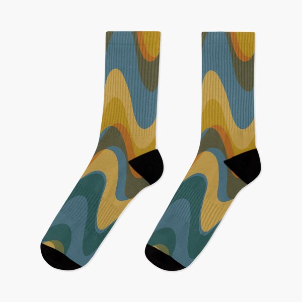 Item preview, Retro wave pattern - MCM mod geometric in blue and mustard yellow designed and sold by JMgraphic.