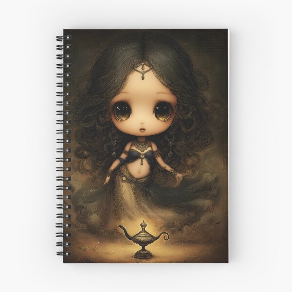 Item preview, Grimm Chibi Female Genie – Dark Magic Lamp Wish Fairytale Art designed and sold by InkAndGloom.