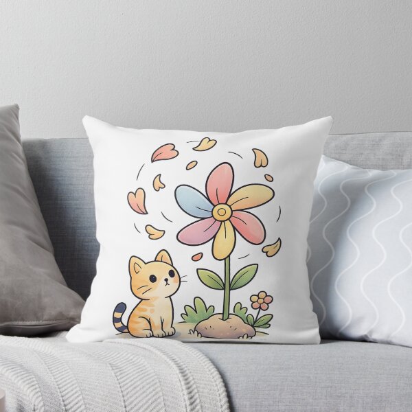 Item preview, Cat Watching Flower Pinwheel Essential T-Shirt designed and sold by SoftSproutstu.
