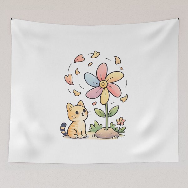 Item preview, Cat Watching Flower Pinwheel Essential T-Shirt designed and sold by SoftSproutstu.
