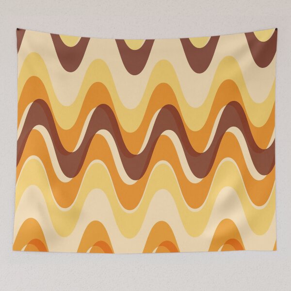 Item preview, Retro wave pattern - MCM 70s mod geometric in warm brown, orange and yellow designed and sold by JMgraphic.