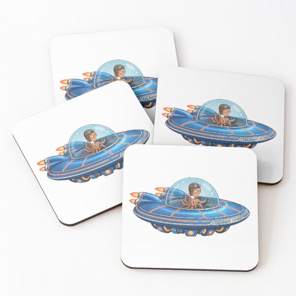 Item preview, Calamari Express Squid Speedster Blue UFO Sticker designed and sold by octozap.