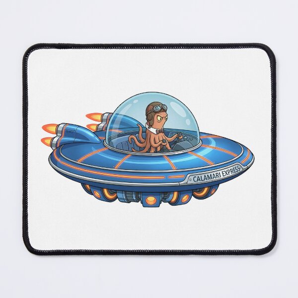 Item preview, Calamari Express Squid Speedster Blue UFO Sticker designed and sold by octozap.