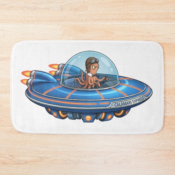 Item preview, Calamari Express Squid Speedster Blue UFO Sticker designed and sold by octozap.