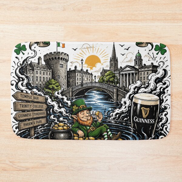 Item preview, Dublin Ireland Vintage Graphic T-Shirt – Irish Culture, Guinness, Leprechaun & City Skyline Design  designed and sold by LineLoo.