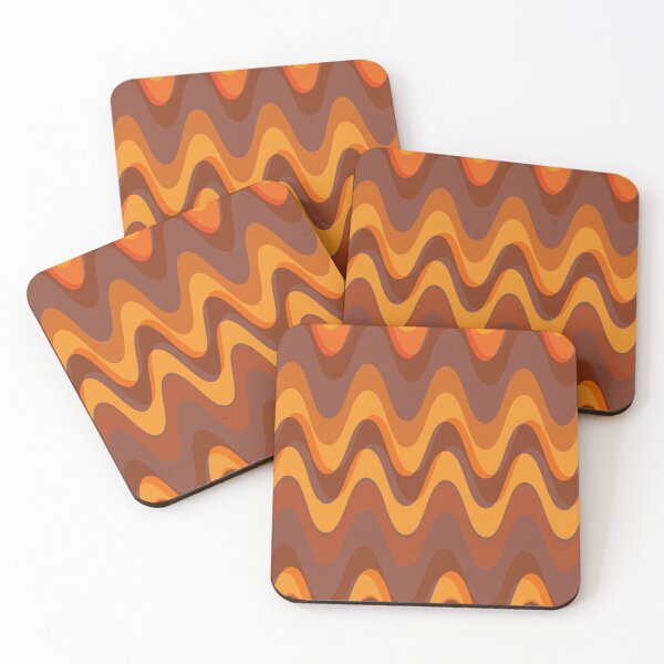 Item preview, Retro wave pattern - MCM 70s mod geometric in dark brown, orange and yellow designed and sold by JMgraphic.