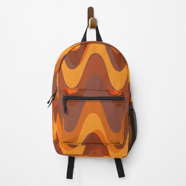 Item preview, Retro wave pattern - MCM 70s mod geometric in dark brown, orange and yellow designed and sold by JMgraphic.