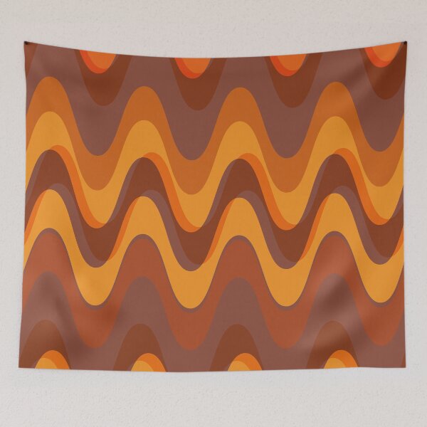 Item preview, Retro wave pattern - MCM 70s mod geometric in dark brown, orange and yellow designed and sold by JMgraphic.
