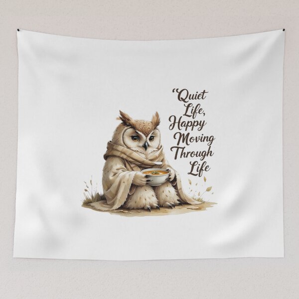 Item preview, Quiet Life Happy Mind Cute Vintage Owl Woodland Animal designed and sold by AQUILAKREO.