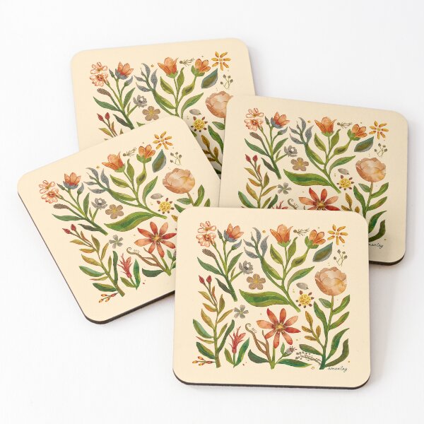 Item preview, Watercolor Folk Art Flowers designed and sold by shaang.
